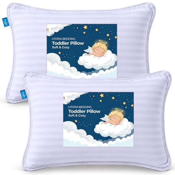 Utopia Bedding Toddler Pillow for Bed, Sleep & Travel, 2 Pack, 13 x 18 in, Soft Cotton-Blend Cover, Ages 2+, Lavender