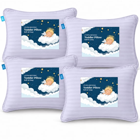 Utopia Bedding Toddler Pillow (Lavendar, 4 Pack), 13x18 Small Kids Pillow for Sleeping, Soft and Breathable Cotton Blend Shell, Ideal for Toddler Bed and Travel (Intended for Age 2 and up)