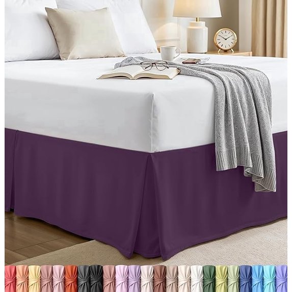 Utopia Bedding Twin Bed Skirt - Soft Quadruple Pleated Ruffle - Easy Fit with 15 Inch Tailored Drop - Hotel Quality, Shrinkage and Fade Resistant (Twin, Purple)
