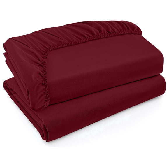 Utopia Bedding Twin XL Fitted Sheet, 2 Fitted Sheets Only, 16 Inches Deep Pocket, Soft Brushed Microfiber, Shrink & Fade Resistant - Burgundy