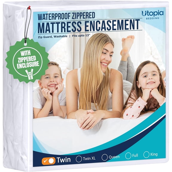 Utopia Bedding Twin Zippered Mattress Encasement – Waterproof and Bed Bug Proof Six-Sided Protector