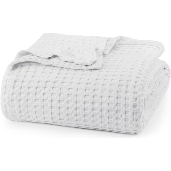 Utopia Bedding Cotton Waffle Blanket - All-Season for Adults (White, Full)