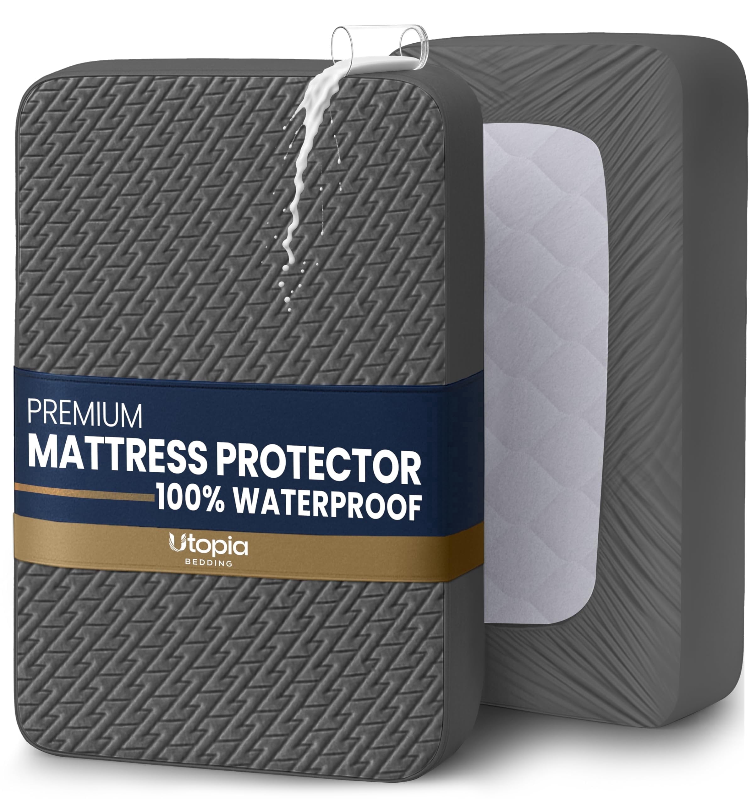 Utopia Bedding Waterproof Mattress Protector Full Size (Gray), Premium 3D Air Soft Fabric Mattress Cover, Fits 15 Inches Deep, Breathable, Fitted Style with Stretchable Pockets