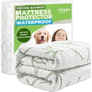 Utopia Bedding Waterproof Mattress Protector Queen Size Bed, Premium 200 GSM Bamboo Viscose Cooling Mattress Cover, Soft and Breathable, Fitted Style with 17 Inches Deep Stretchable Pockets