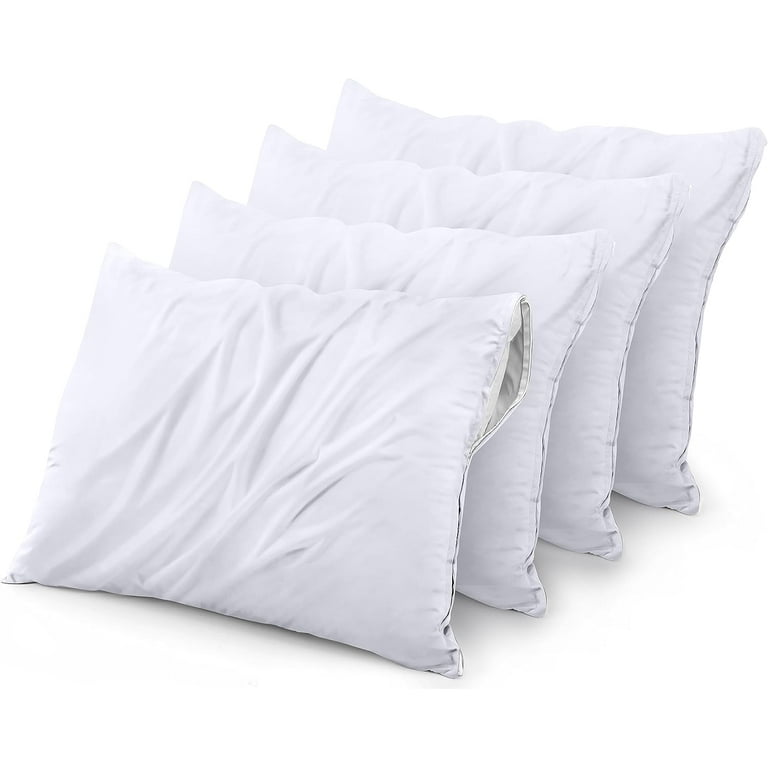Utopia Bedding Waterproof Zippered Pillow Encasement Pillow Protectors Jersey 20 x 28 Inches Pack of 4 Queen White