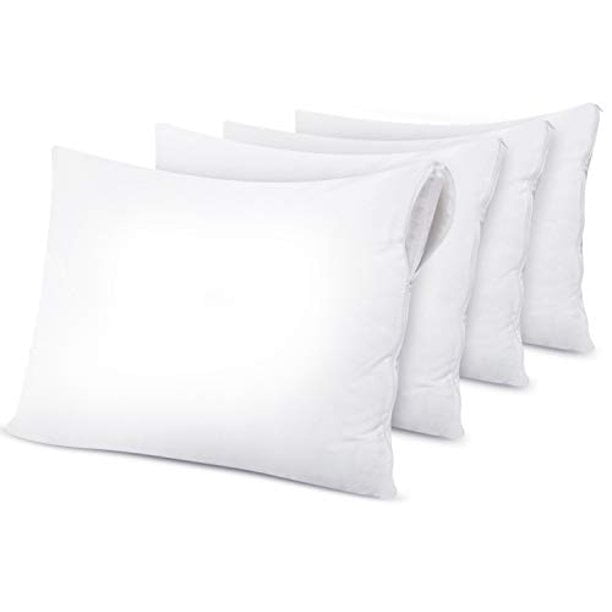 White Hypoallergenic Polyester Standard/Queen Pillow Protectors with Zipper