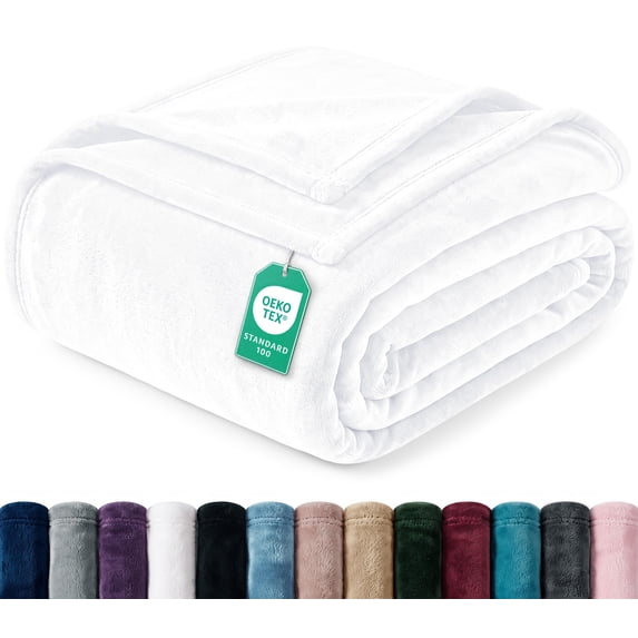 Utopia Bedding White Fleece Blanket Twin Size Lightweight Fuzzy Plush Anti-Static Microfiber Bed Blanket (60x80 Inch)