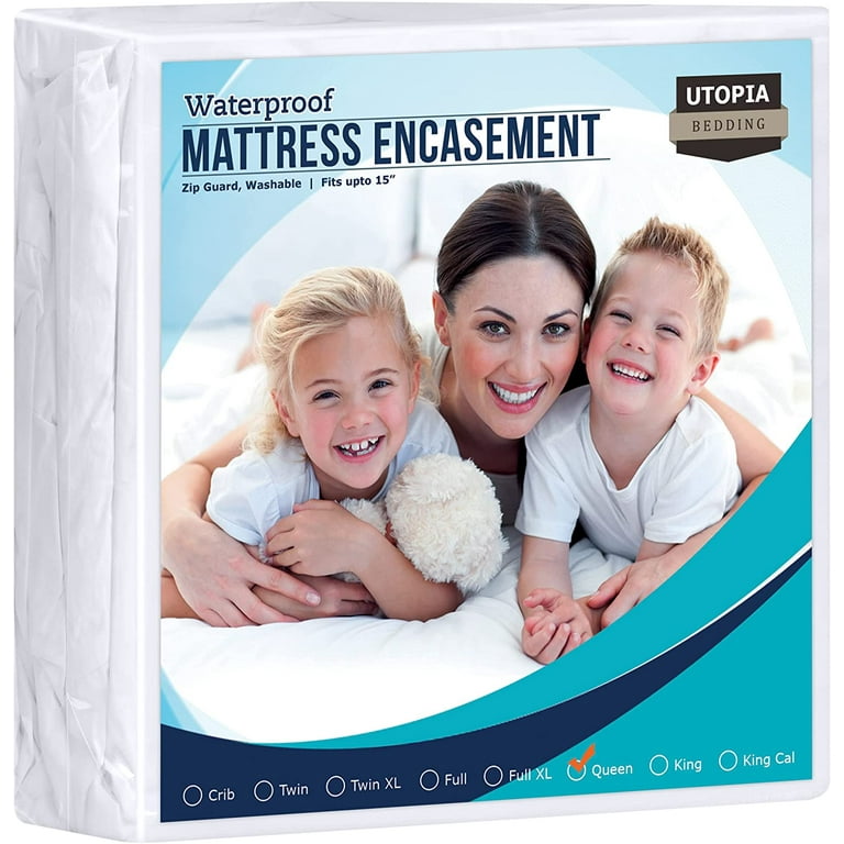 Utopia Bedding Zippered Mattress Encasement Queen 100 Waterproof and Bed Bug Proof Mattress Protector Absorbent Six Sided Mattress Cover