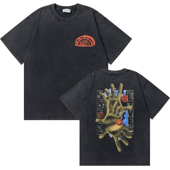 Utopia Cactus Jack Fin Print T-Shirt Vintage Washed Cotton T-Shirt for Men and Women