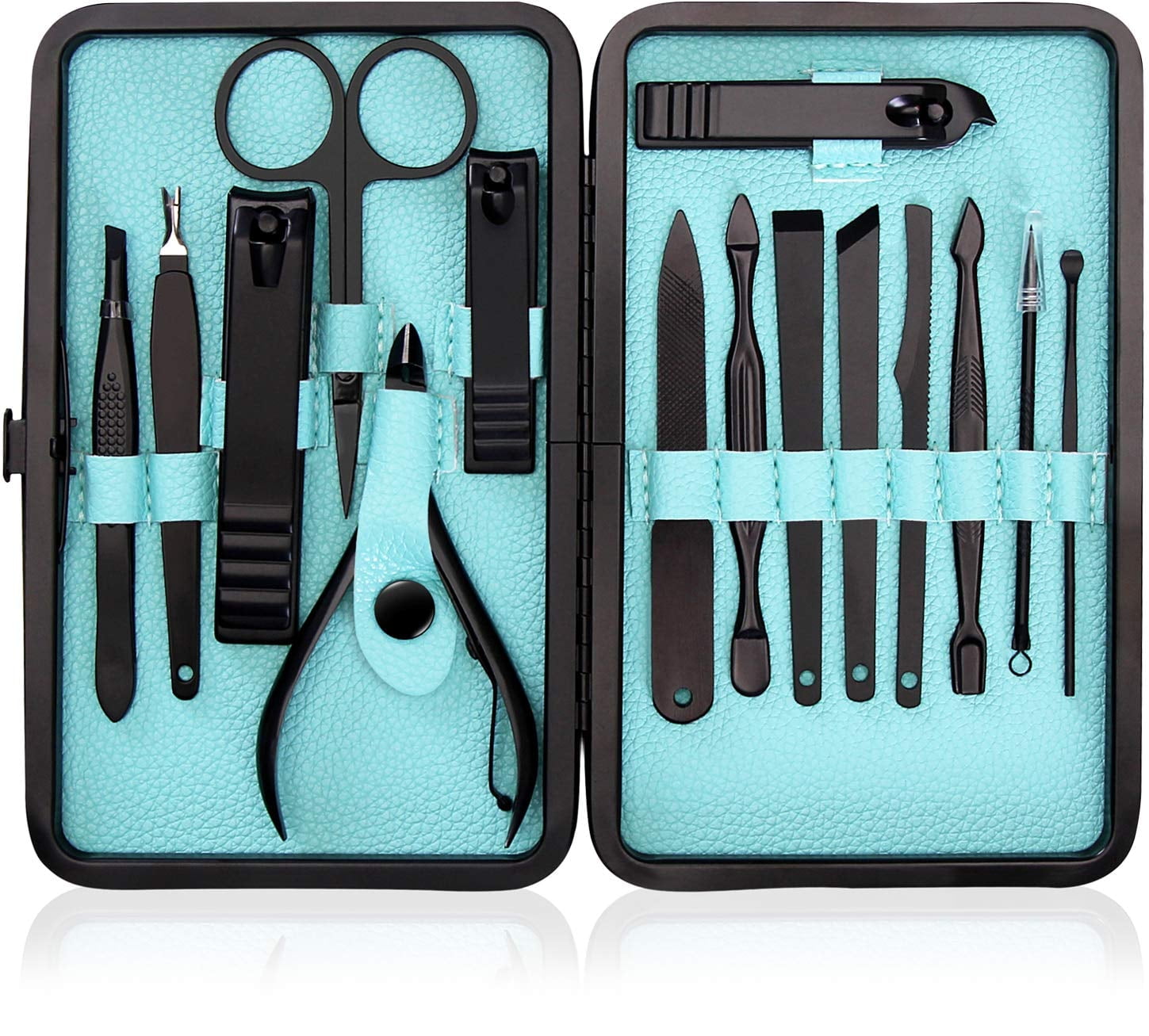 Utopia Care 15-Piece Stainless Steel Manicure Kit – Grooming Kit for Adults (Black)