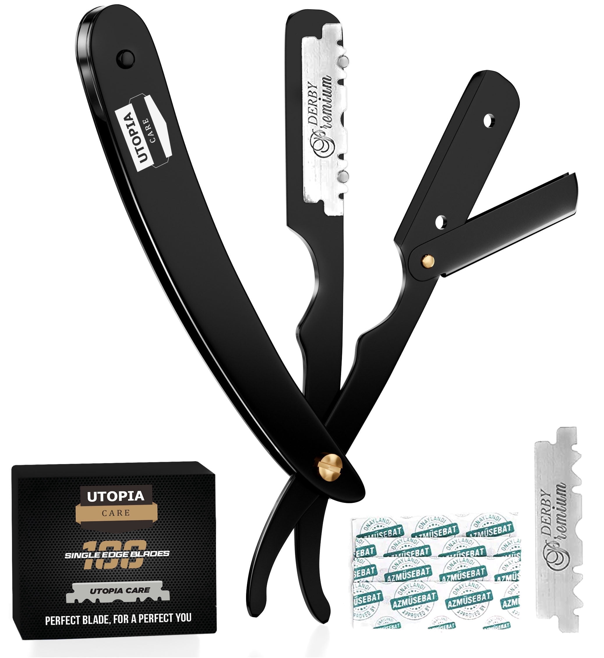 Signed A Razer Note Utopia Care Barber Straight Razor for Men- 100pc Blades Straight Edge ...