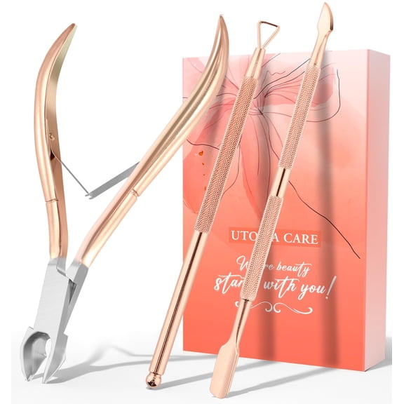 Utopia Care Cuticle Trimmer with Pusher, Nail Trimmer Set, Professional Manicure & Pedicure Kit, Cuticle Remover Tool Kit, Rose Gold