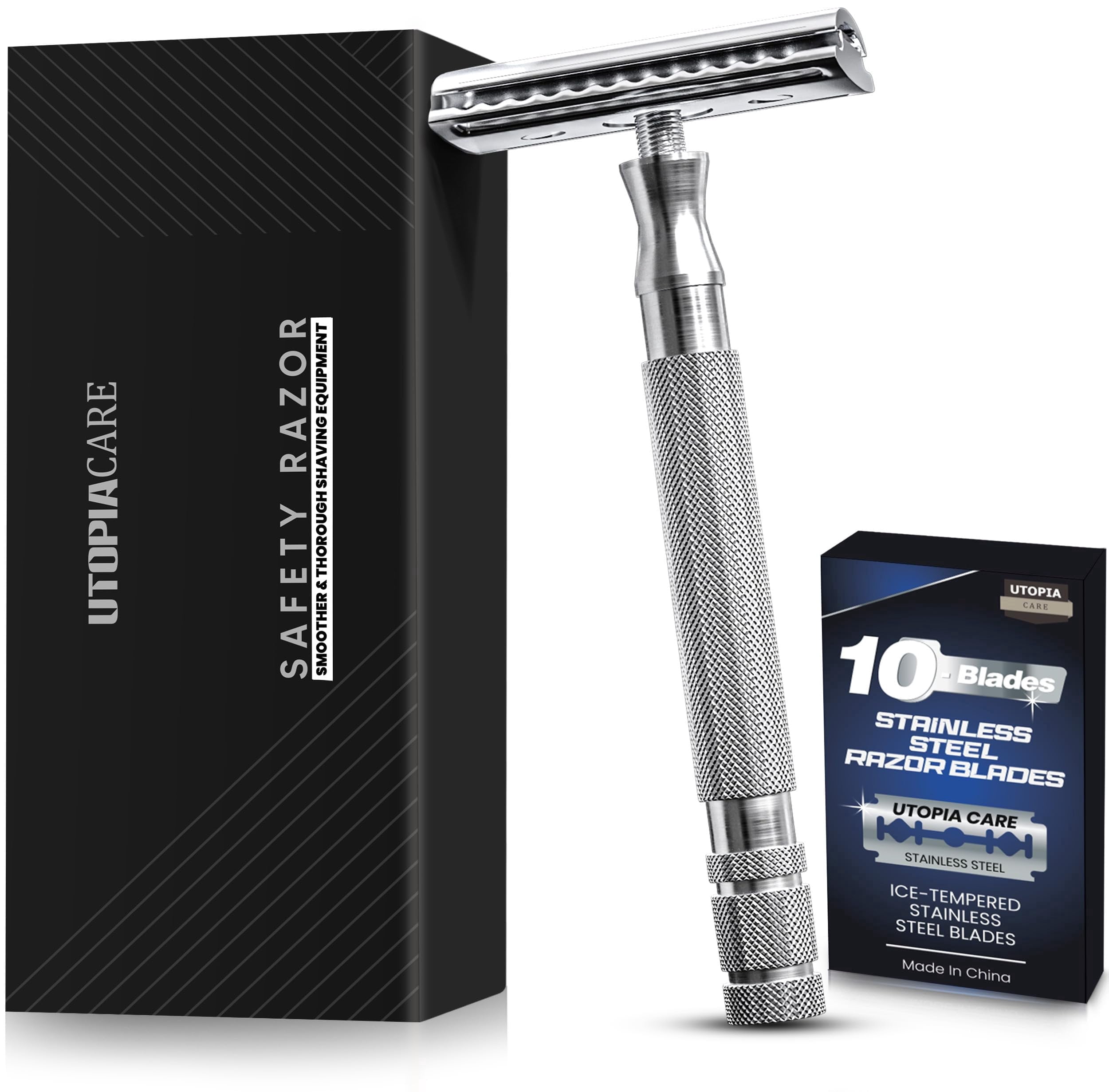 Utopia Razo Utopia Care Double-Edge Safety Razor with 10 Stainless Steel Blades ...