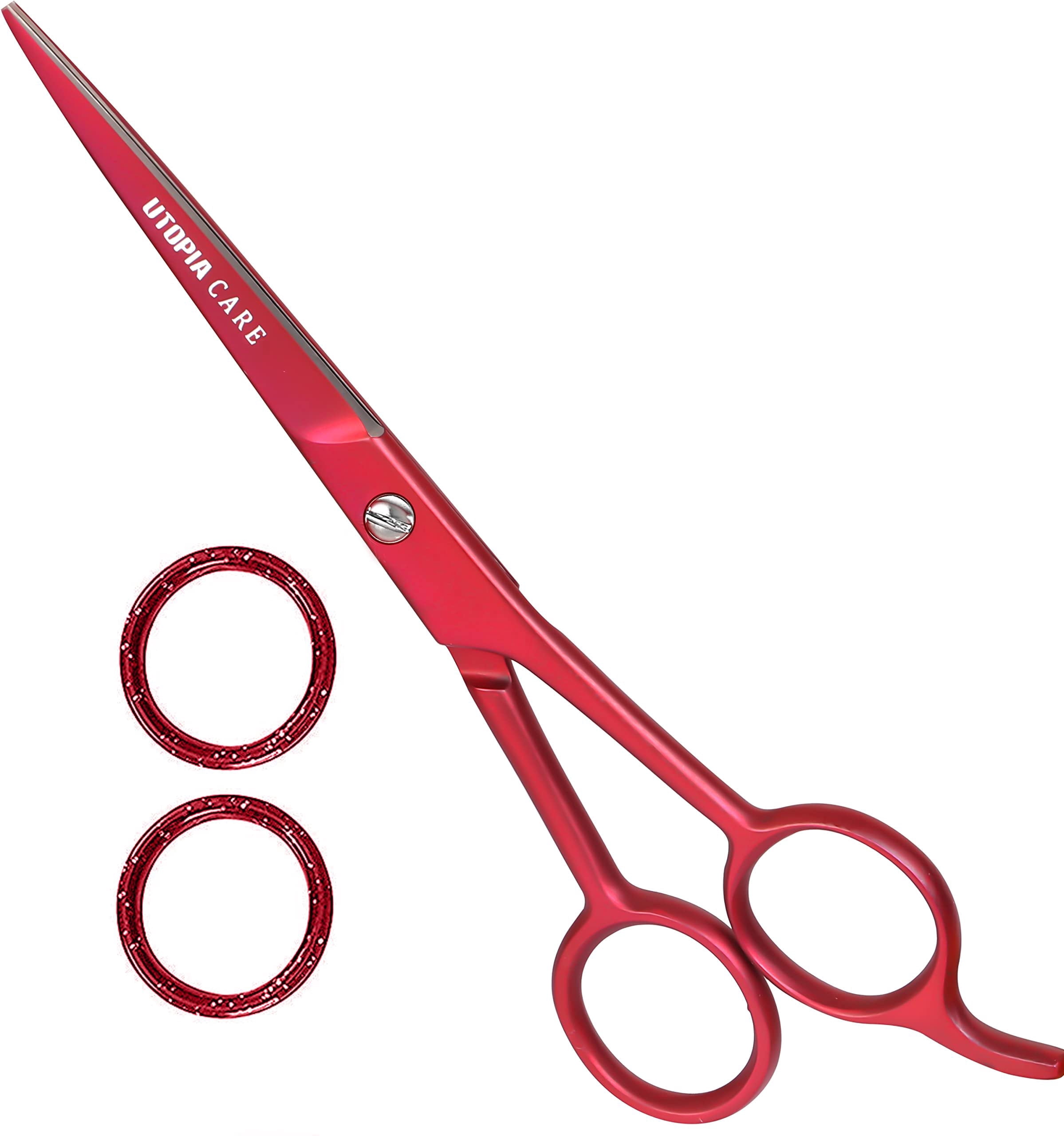 Utopia Care Hair Cutting and Hairdressing Scissors 6.5 Inch, Premium Stainless Steel Shears with Smooth Razor and Sharp Edge Blades for Salons, Men, Women and Kids, Red