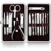 Utopia Care, Manicure Kit For Women and Men, Manicure Set with Nail Clippers, Nail Kit Includes Fingernail, Toenail Clippers,16Pcs Pedicure Kit Stocking Stuffers With Travel Case, Silver