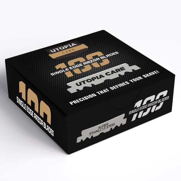 Utopia Care Single Edge Razor Blades,Stainless Steel Professional Barber Razor Blades for Hair Shaping, Shaving, Beard & Neckline Grooming, 100 Count