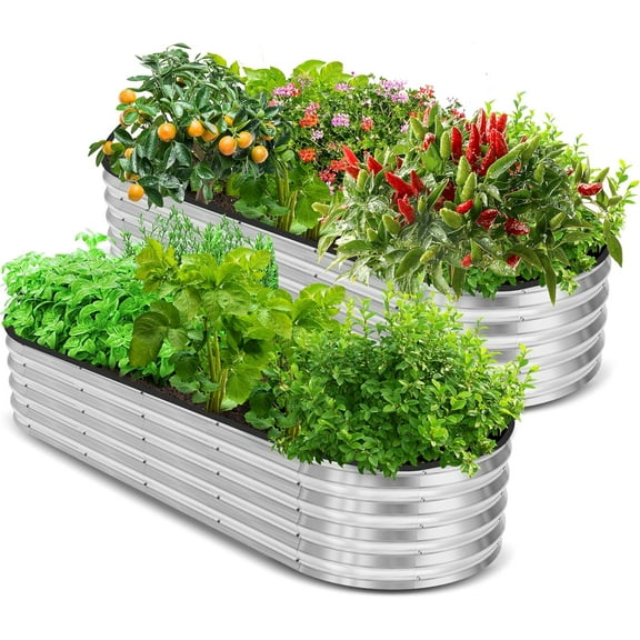 Utopia Home 2 Pack Galvanized Raised Garden Bed, 6ft x 2ft Lightweight Planter Boxes Outdoor with Easy Assembly, Large Garden Bed for Vegetables, Fruits, Flower - Silver