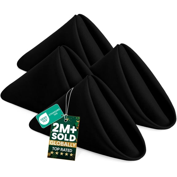 Utopia Home [24 Pack, Black] Cloth Napkins 17x17 Inches, 100% Polyester Dinner Napkins with Hemmed Edges, Washable Napkins Ideal for Parties, Weddings and Dinners