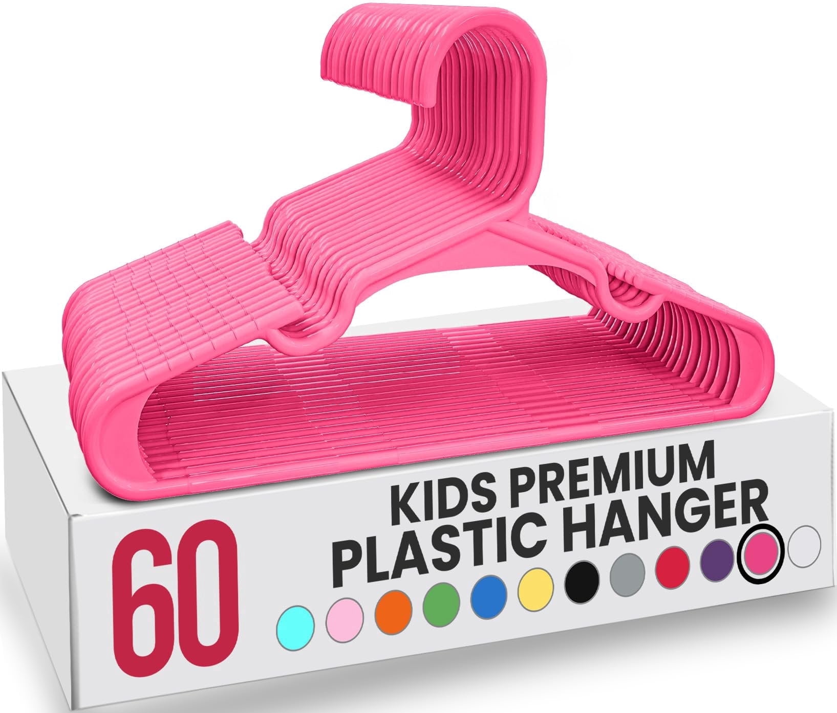 Utopia Home 60 Pack Kids Hangers - 11.5 Inch Plastic Baby Hangers for Closet - Childrens Hanger for Clothes & Infant Hanger for Closet - for Everyday Standard Use (Pink)
