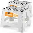 thumbnail image 1 of Utopia Home Folding Step Stool with Handle, White – Anti-Slip, Holds Up to 300 lbs, for Kitchen, Bathroom & Home Use, 2-Pack, 9 Inch, 1 of 8