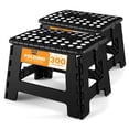 thumbnail image 1 of Utopia Home Folding Step Stool with Handle – 9 Inch Anti Slip Collapsible Stool – Holds Up to 300 lbs – Sturdy Plastic Step Stool Foldable for Kitchen, Bathroom and Home Use (2-Pack, Black), 1 of 8