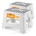 thumbnail image 1 of Utopia Home Folding Step Stool with Handle – 9 Inch Anti Slip Collapsible Stool – Holds Up to 300 lbs – Sturdy Plastic Step Stool Foldable for Kitchen, Bathroom and Home Use (2-Pack, White), 1 of 8