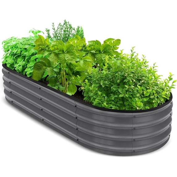 Galvanized Raised Garden Bed Kit 4x2x1ft, Planter Box Raised Garden Beds Outdoor, Easy Assembly Metal Raised Bed for Gardening Vegetables, Fruits, Flowers - Pack of 01 - Silver