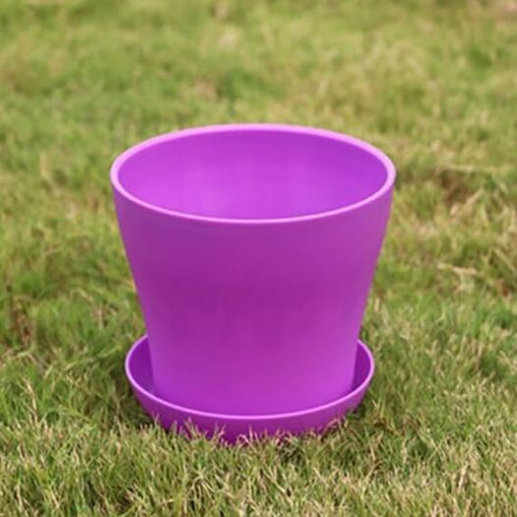 Utopia Home - Plant Pots Indoor With Drainage - 14x 12.5 X10 Cm Home Decor Flower Pots For Indoor Planter - Pack Of 1 Flowerpot + Tray For Indoor Plants, Cactus, Succulents Pot - Violet