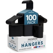 Utopia Home Plastic Hangers, Space Saving Durable Closet Organizer, Black, 100 Pack