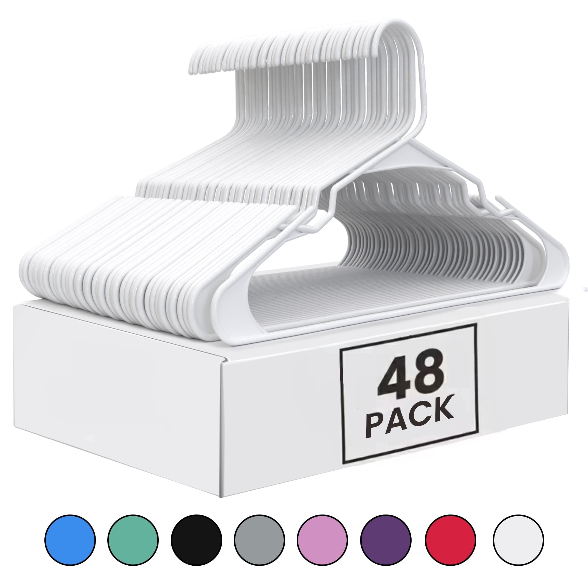 Utopia Home - Plastic Hangers 48 Pack - Space Saving Clothes Hanger - Durable and Strong Closet Organizers and Storage Makes It Ideal Stocking Stuffers or Apartment or Dorm Room Essentials (White)