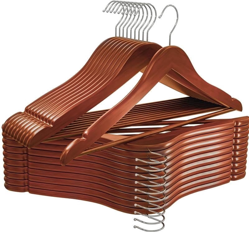Utopia Home Premium Wooden Hangers 20 Pack - Durable & Slim Coat Hanger - Suit Hanger with 360-Degree Rotatable Hook - Wood Hangers with Shoulder Grooves (Cherry Color)