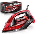 thumbnail image 1 of Utopia Home Steam Iron for Clothes - Non-Stick Soleplate - 1800W Clothes Iron With Auto-Off Safety Feature - Adjustable Thermostat Control, Variable Steam Control, Self-Clean, 8 Feet Cord Black/Red, 1 of 8