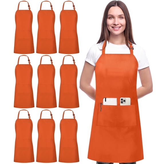 Kitcheb Chef Utopia Kitchen 10 Pack Bib Apron, Unisex Adjustable Aprons with 2 ...