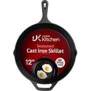 Utopia Kitchen Cast Iron Skillet 12 Inch Pre-Seasoned PFAS-Free Black | Chef Pan, Even Heat Distribution, Stovetop, Oven, Campfire and Grill Safe, Large Skillet