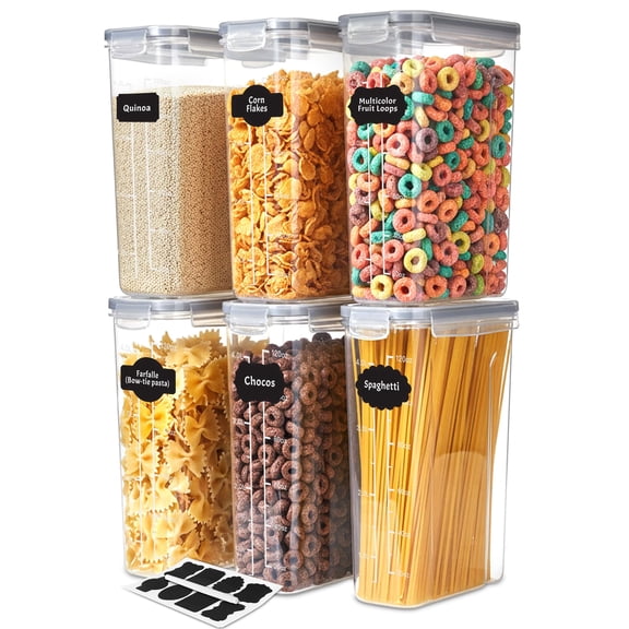 Utopia Kitchen Cereal Containers Storage Set 6 Pack 4L135.2 oz Airtight Food Storage Containers with Lids, BPA-Free Cereal Dispensers for Pantry Organization and Storage Clear