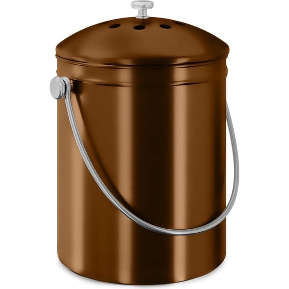 Utopia Kitchen Compost Bin for Kitchen Countertop,  1.3 Gallon Compost Bucket for Kitchen with Lid, Includes 1 Spare Charcoal Filter Copper