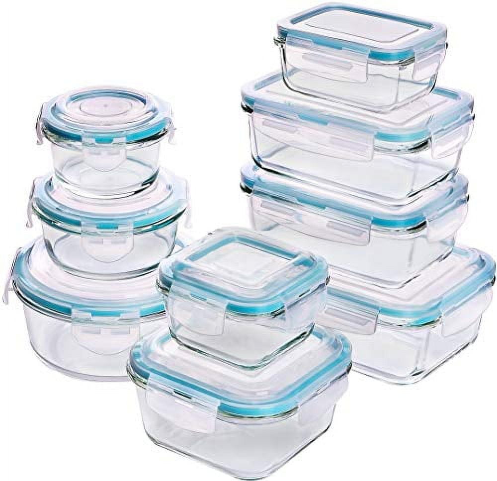 Utopia Kitchen Plastic Food Storage Container Set with Airtight Lids - Pack  of 18 (9 Containers & 9 Snap Lids) - Reusable & Leftover Food Lunch Boxes