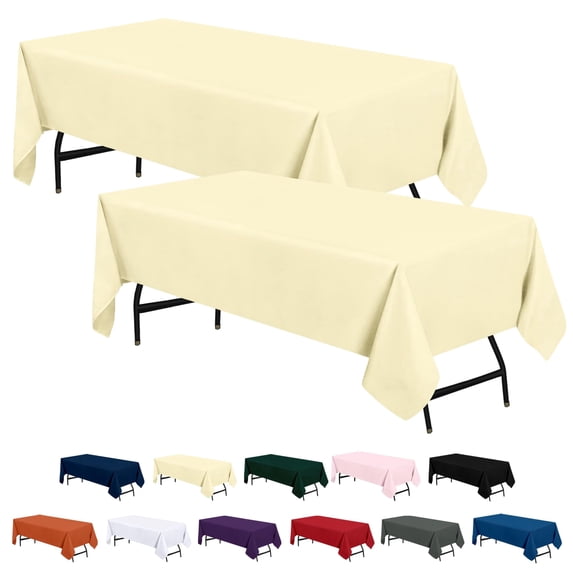 Utopia Kitchen Rectangle Table Cloth 2 Pack, Tablecloth Machine Washable, Polyester Table Cover for Dining, Buffet Parties, Picnics, Events, Weddings and Restaurants (60x126 Inches, Ivory)