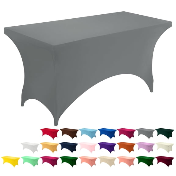 Utopia Kitchen Spandex Tablecloth 2 Pack [6FT, White] Tight, Fitted, Washable and Wrinkle Resistant Stretch Table Cloth Rectangle Cover for Trade Show, Weddings & Parties [72Lx30Wx30H Inch]