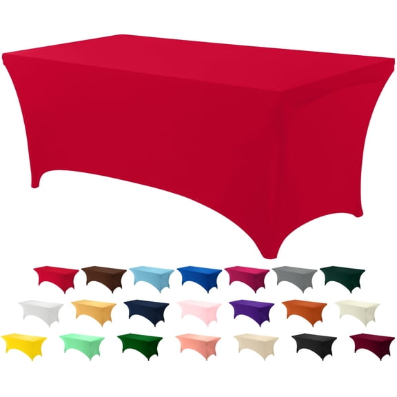 Utopia Kitchen Spandex Tablecloth 2 Pack [6FT, White] Tight, Fitted, Washable and Wrinkle Resistant Stretch Table Cloth Rectangle Cover for Trade Show, Weddings & Parties [72Lx30Wx30H Inch]