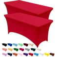 thumbnail image 1 of Utopia Kitchen Spandex Tablecloth 2 Pack [4FT, Red] Tight, Fitted, Washable and Wrinkle Resistant Stretch Table Cloth Rectangle Cover for Trade Show, Weddings & Parties [48Lx30Wx30H Inch], 1 of 9