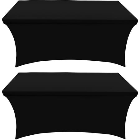 Utopia Kitchen Spandex Tablecloth 2 Pack [6FT, Black] Tight, Fitted, Washable and Wrinkle Resistant