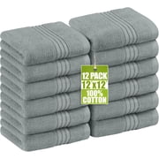 Utopia Towels 12 Pack Premium Wash Cloths Set, 12 by 12 Inches, 100% Cotton Ring Spun, Highly Absorbent and Soft Feel Washcloths for Bathroom, Spa, Gym, and Face, Cool Grey