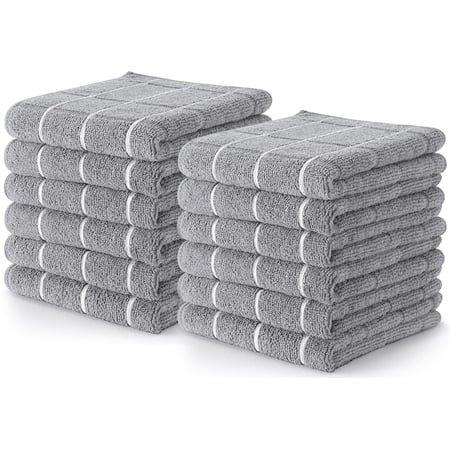 Utopia Towels 12 Pack Wash Cloths Set, 12 by 12 Inches, Highly Absorbent and Super Soft Microfiber Fingertip Towels, Multi-Purpose Washcloths for Bathroom, Kitchen, Hotel, Spa, and Gym Grey