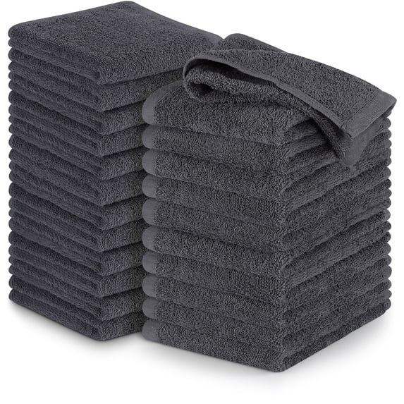 Utopia Towels 24 Pack Cotton Washcloths Set, 100% Ring Spun Cotton, Premium Flannel Face Cloths, Highly Absorbent and Soft Feel Fingertip Towels, Grey