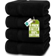 Utopia Towels 4 Pack Premium Bath Towels Set, 27 by 54 Inches, 100% Ring Spun Cotton 600GSM, Lightweight and Highly Absorbent Quick Drying Towels, Perfect for Daily Use, Black