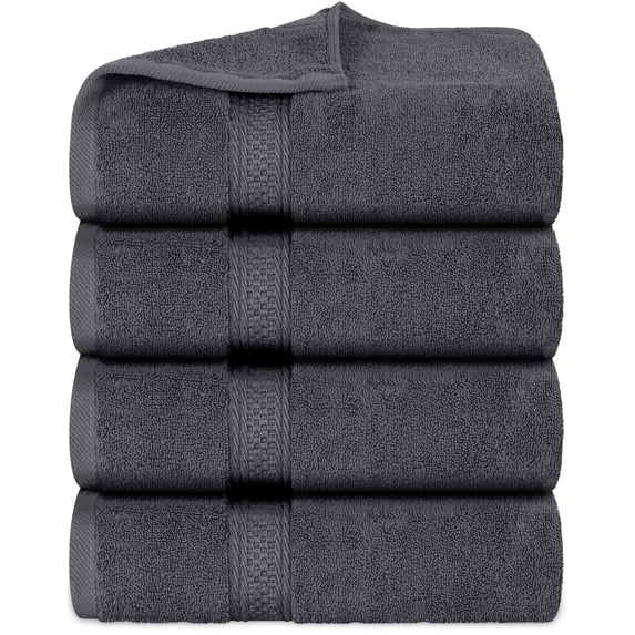 PEKUR 4 Pack Bath Towels Set, 100% Ring Spun Cotton, Soft and Highly Absorbent Wash Towels for Body and Showering – Perfect for Daily Use (27 x 54 Inches)(Grey)