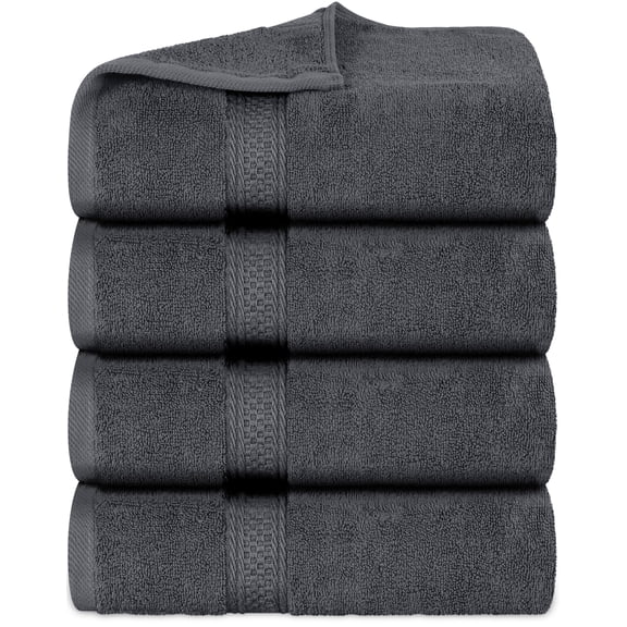 PEKUR 4 Pack Bath Towels Set, 100% Ring Spun Cotton, Soft and Highly Absorbent Wash Towels for Body and Showering – Perfect for Daily Use (27 x 54 Inches)(Grey)