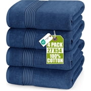 Utopia Towels Luxurious Bath Towels Set, 27x54 in, 4 Pack, Soft, Navy | 100% Ring Spun Cotton Bath Towels - Lightweight, Highly Absorbent, Quick-Drying, Ideal for Daily Use
