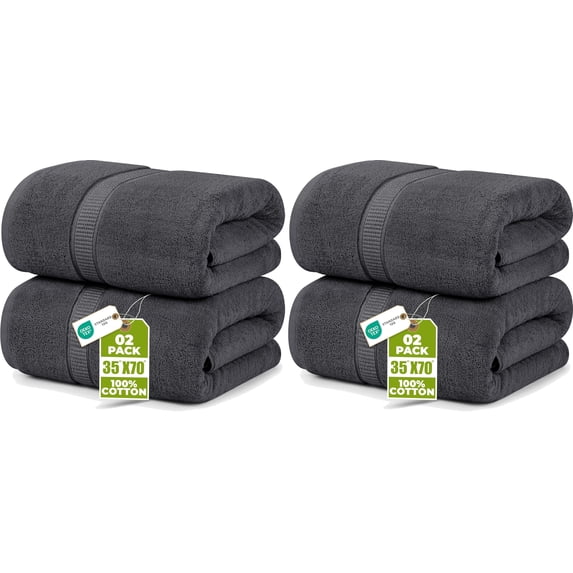 Utopia Towels 4 Pack Jumbo Bath Sheets Set (2 Packs of 2), 35 x 70 inches, 100% Ring Spun Cotton, 600 GSM Ultra Soft and Highly Absorbent Extra Large Bath Towels for Bathroom, Gray